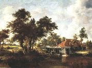 HOBBEMA, Meyndert Wooded Landscape with Water Mill wf USA oil painting reproduction